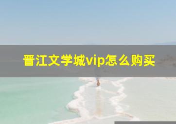 晋江文学城vip怎么购买