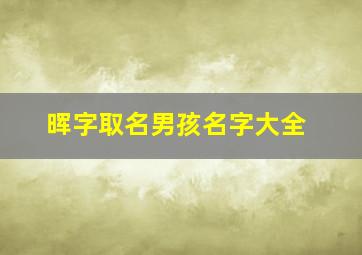 晖字取名男孩名字大全