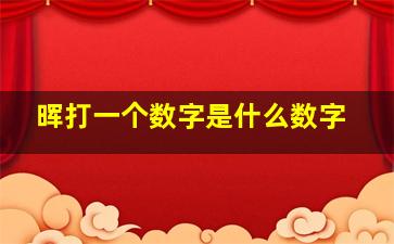 晖打一个数字是什么数字