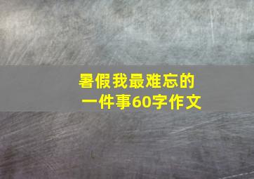 暑假我最难忘的一件事60字作文