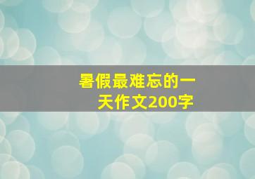 暑假最难忘的一天作文200字