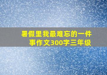 暑假里我最难忘的一件事作文300字三年级