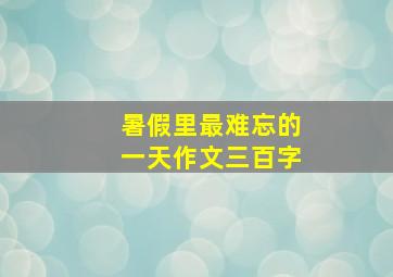 暑假里最难忘的一天作文三百字