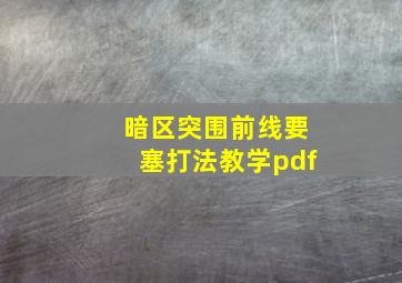 暗区突围前线要塞打法教学pdf