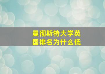 曼彻斯特大学英国排名为什么低