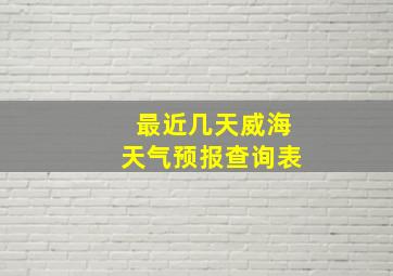 最近几天威海天气预报查询表