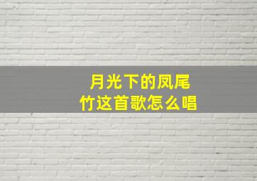 月光下的凤尾竹这首歌怎么唱