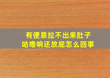 有便意拉不出来肚子咕噜响还放屁怎么回事