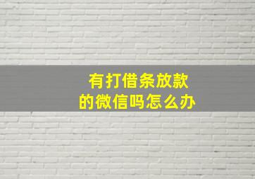 有打借条放款的微信吗怎么办