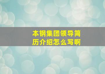 本钢集团领导简历介绍怎么写啊