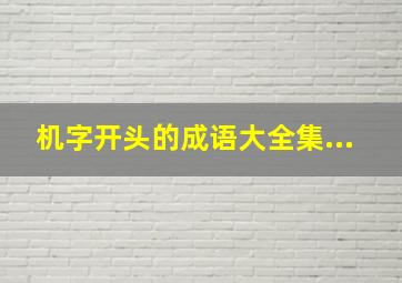 机字开头的成语大全集...