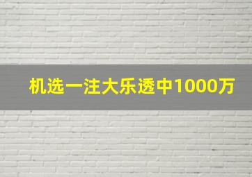 机选一注大乐透中1000万