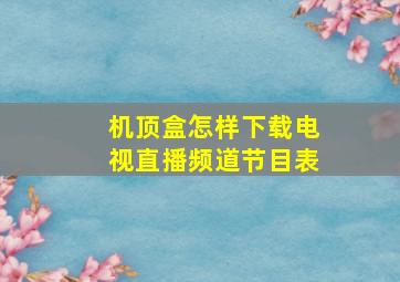 机顶盒怎样下载电视直播频道节目表