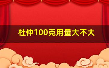 杜仲100克用量大不大