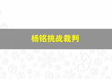 杨铭挑战裁判