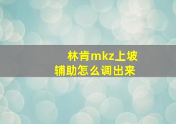 林肯mkz上坡辅助怎么调出来