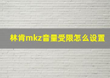 林肯mkz音量受限怎么设置