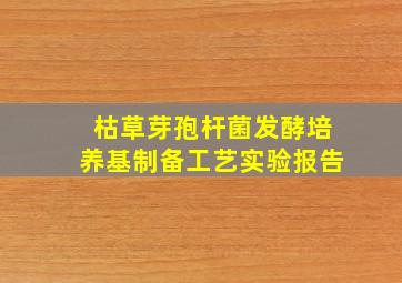 枯草芽孢杆菌发酵培养基制备工艺实验报告