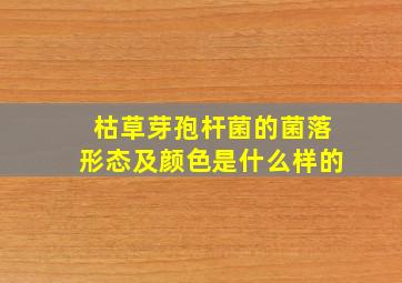 枯草芽孢杆菌的菌落形态及颜色是什么样的