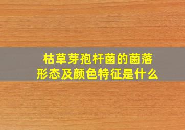 枯草芽孢杆菌的菌落形态及颜色特征是什么