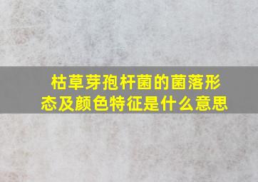 枯草芽孢杆菌的菌落形态及颜色特征是什么意思