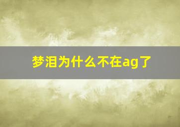 梦泪为什么不在ag了