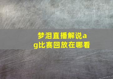 梦泪直播解说ag比赛回放在哪看