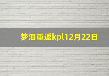 梦泪重返kpl12月22日