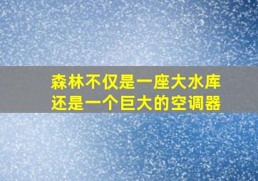 森林不仅是一座大水库还是一个巨大的空调器