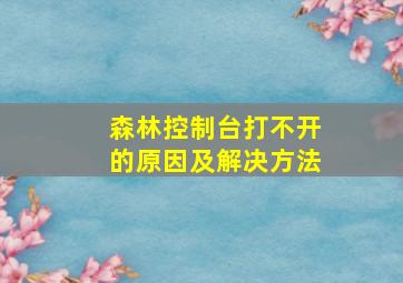 森林控制台打不开的原因及解决方法