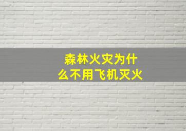 森林火灾为什么不用飞机灭火