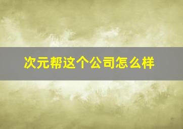 次元帮这个公司怎么样