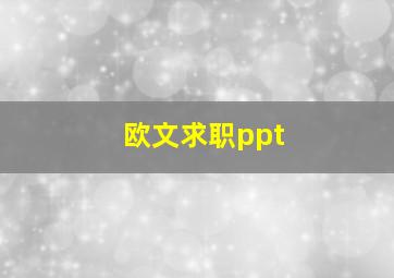 欧文求职ppt