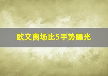 欧文离场比5手势曝光