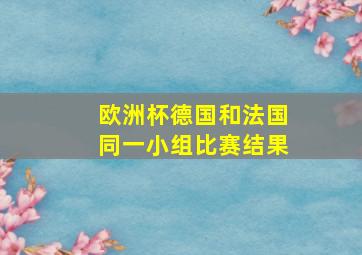 欧洲杯德国和法国同一小组比赛结果