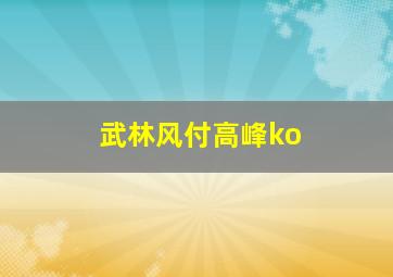 武林风付高峰ko