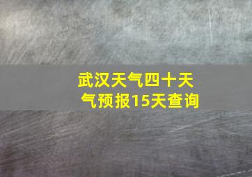 武汉天气四十天气预报15天查询