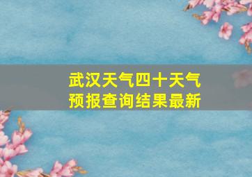 武汉天气四十天气预报查询结果最新