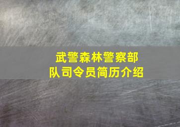 武警森林警察部队司令员简历介绍