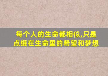 每个人的生命都相似,只是点缀在生命里的希望和梦想