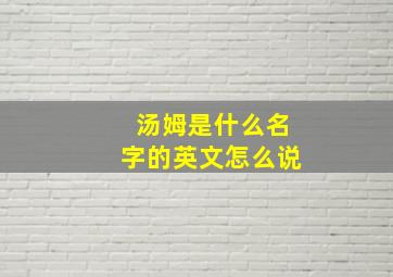 汤姆是什么名字的英文怎么说