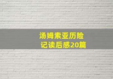 汤姆索亚历险记读后感20篇