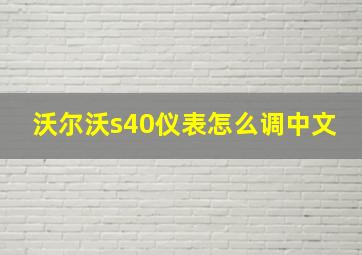 沃尔沃s40仪表怎么调中文