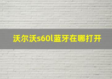 沃尔沃s60l蓝牙在哪打开