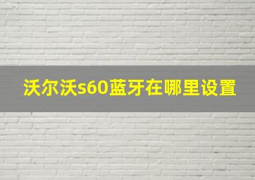 沃尔沃s60蓝牙在哪里设置