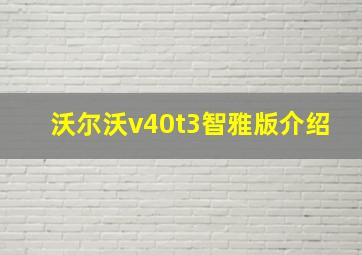 沃尔沃v40t3智雅版介绍