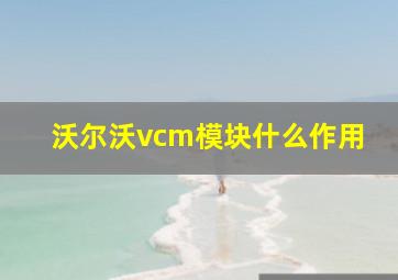 沃尔沃vcm模块什么作用