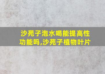 沙苑子泡水喝能提高性功能吗,沙苑子植物叶片