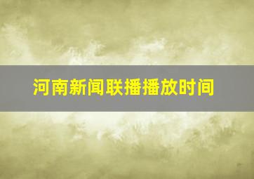 河南新闻联播播放时间