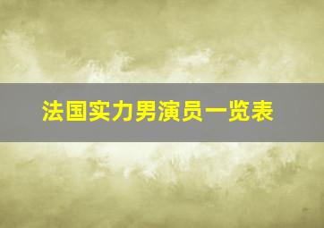 法国实力男演员一览表